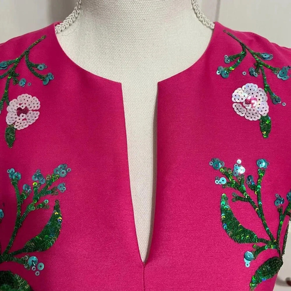 Kate Spade Fit and Flare Floral Embellished Pink Women's Dress Size 00 - Picture 3 of 16